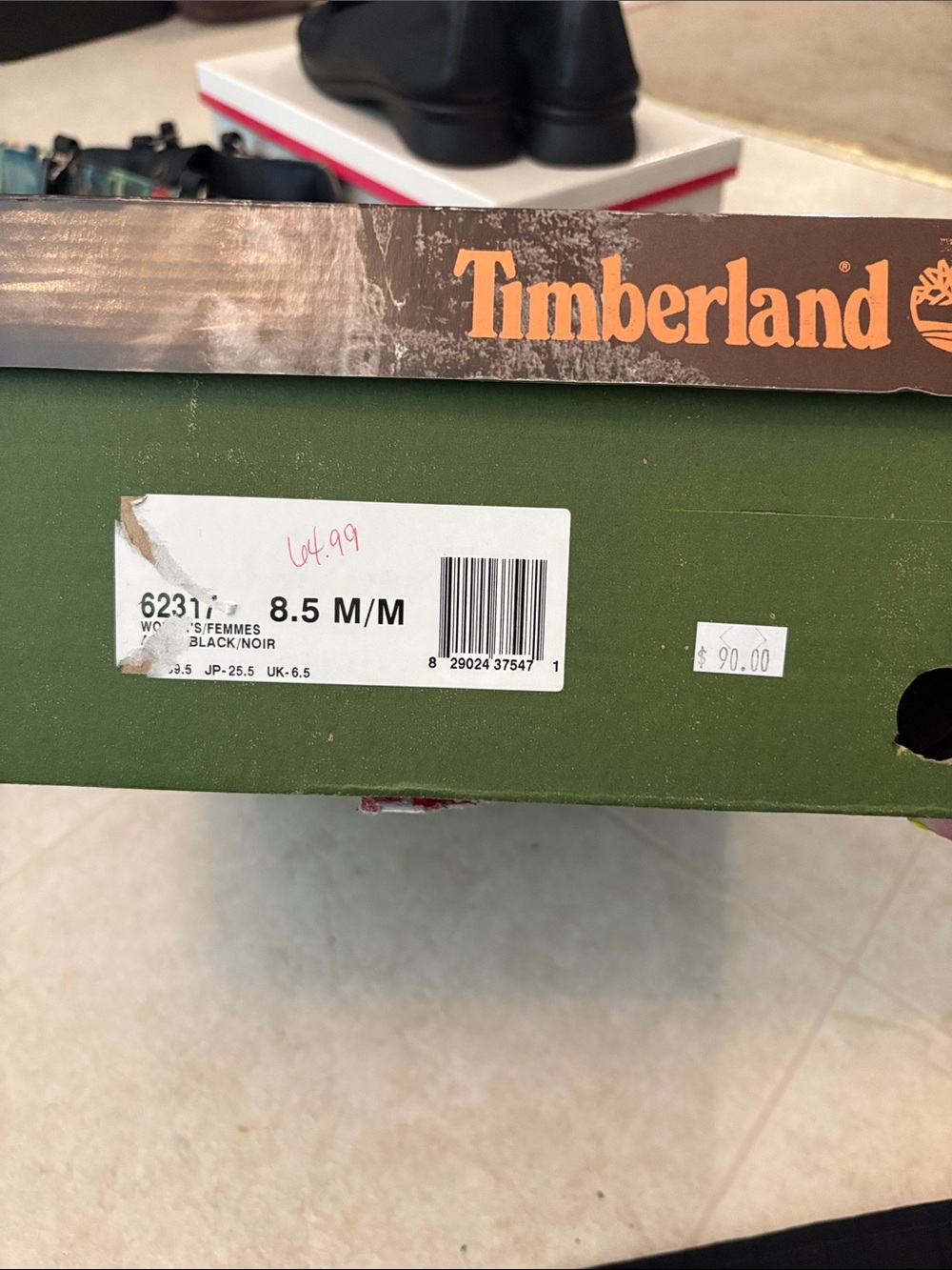 Timberland Shoe Box Label